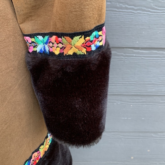 VTG 70’s Bohemian Penny Lane Style Faux Fur Faux Suede Coat -  - Union Label - Picture 6 of 16